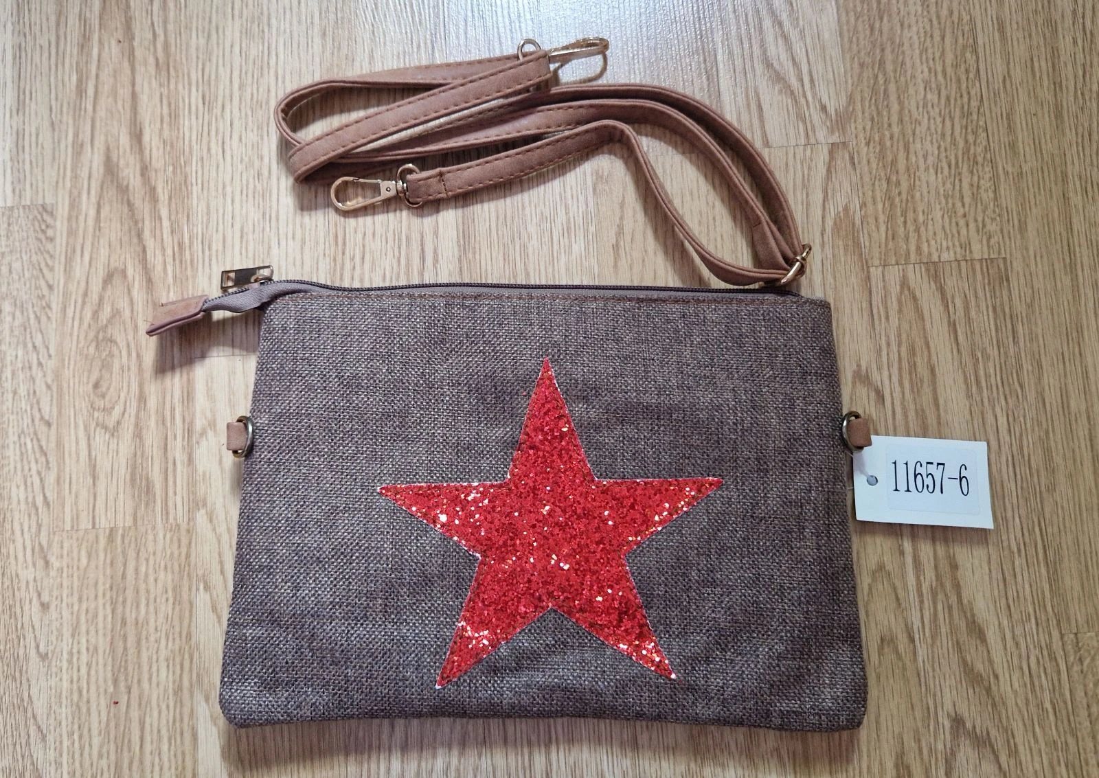 Bolso bandolera Massimo Dutti estrella glitter roja NUEVO